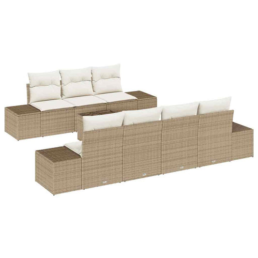 Conjunto de Sofá de Jardim 8 pcs Bege e Creme 55 x 55 x 37 cm