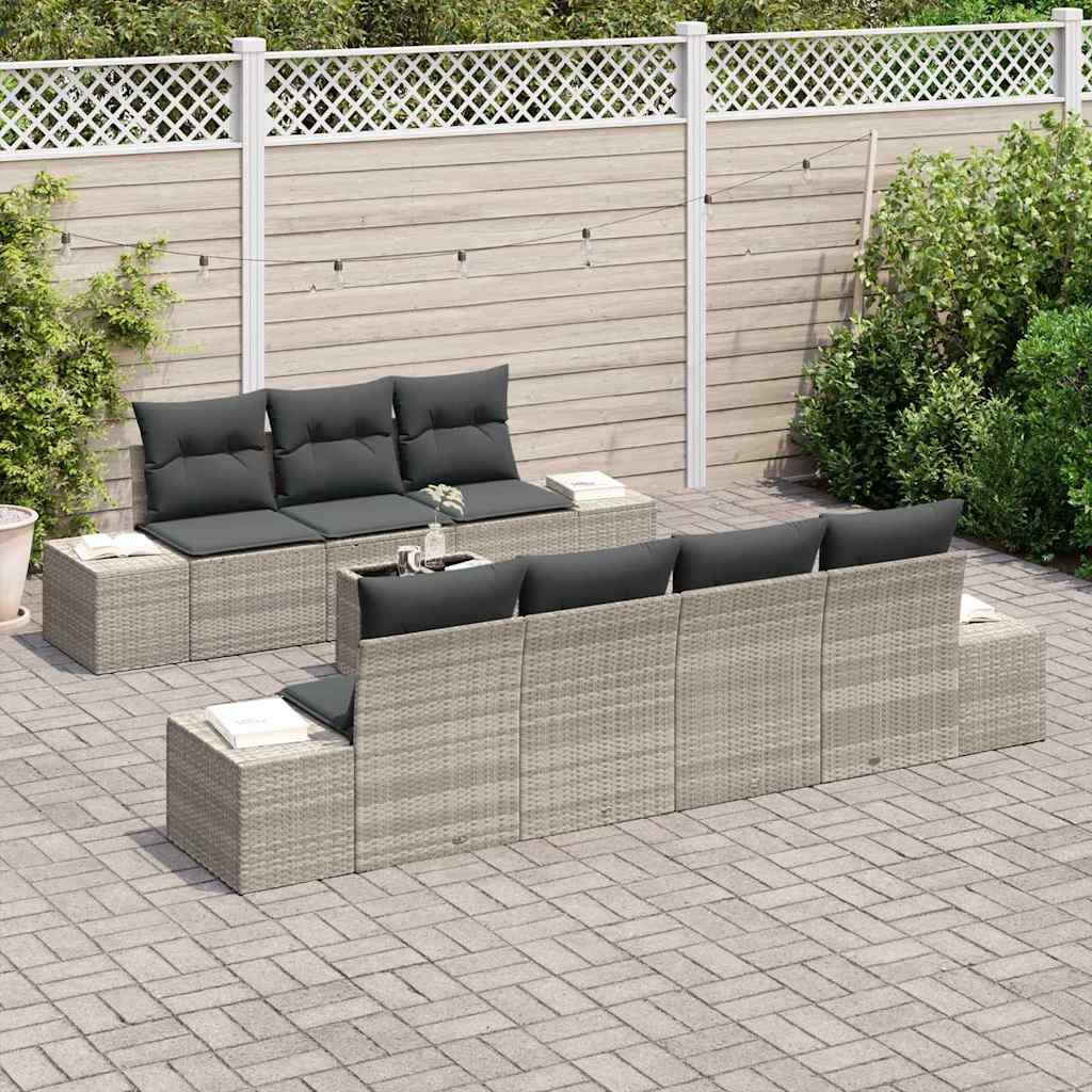 Conjunto de Sofá de Jardim 8 pcs Cinza Claro e Cinza Escuro