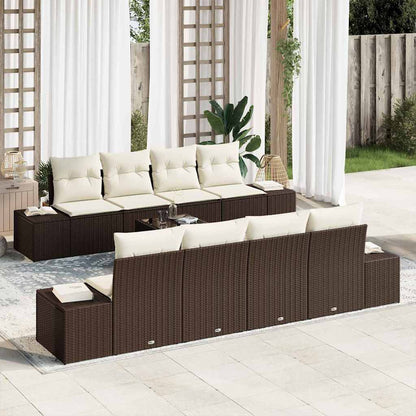 Conjunto de Sofá de Jardim 7 pcs Marrom e Creme 55 x 55 x 37 cm