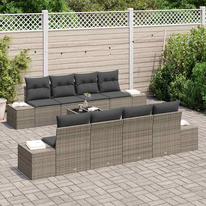Conjunto de Sofá de Jardim com almofada 8 pcs Cinzeto vime PE