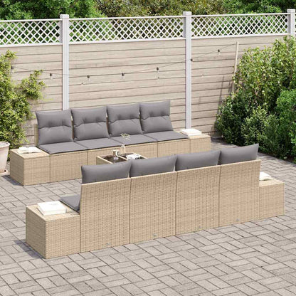 Conjunto de Sofá de Jardim 8 pcs Bege e Cinza vime PE