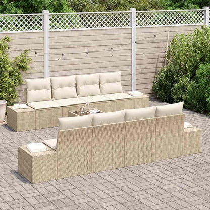 Conjunto de Sofá de Jardim 7 pcs Bege e Creme 55 x 55 x 37 cm