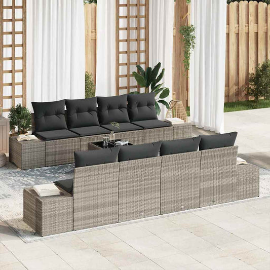 Conjunto de Sofá de Jardim 7 pcs Cinza Claro e Cinza Escuro