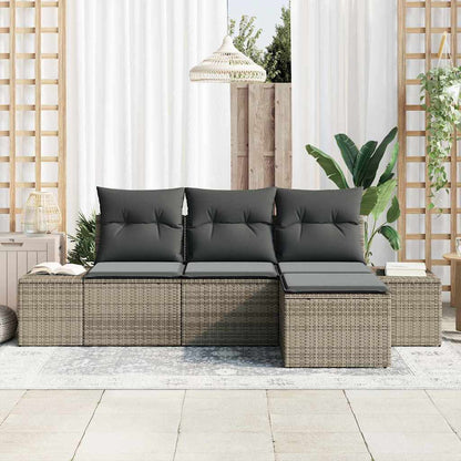 Conjunto de Sofá de Jardim com almofada 4 pcs Cinzeto