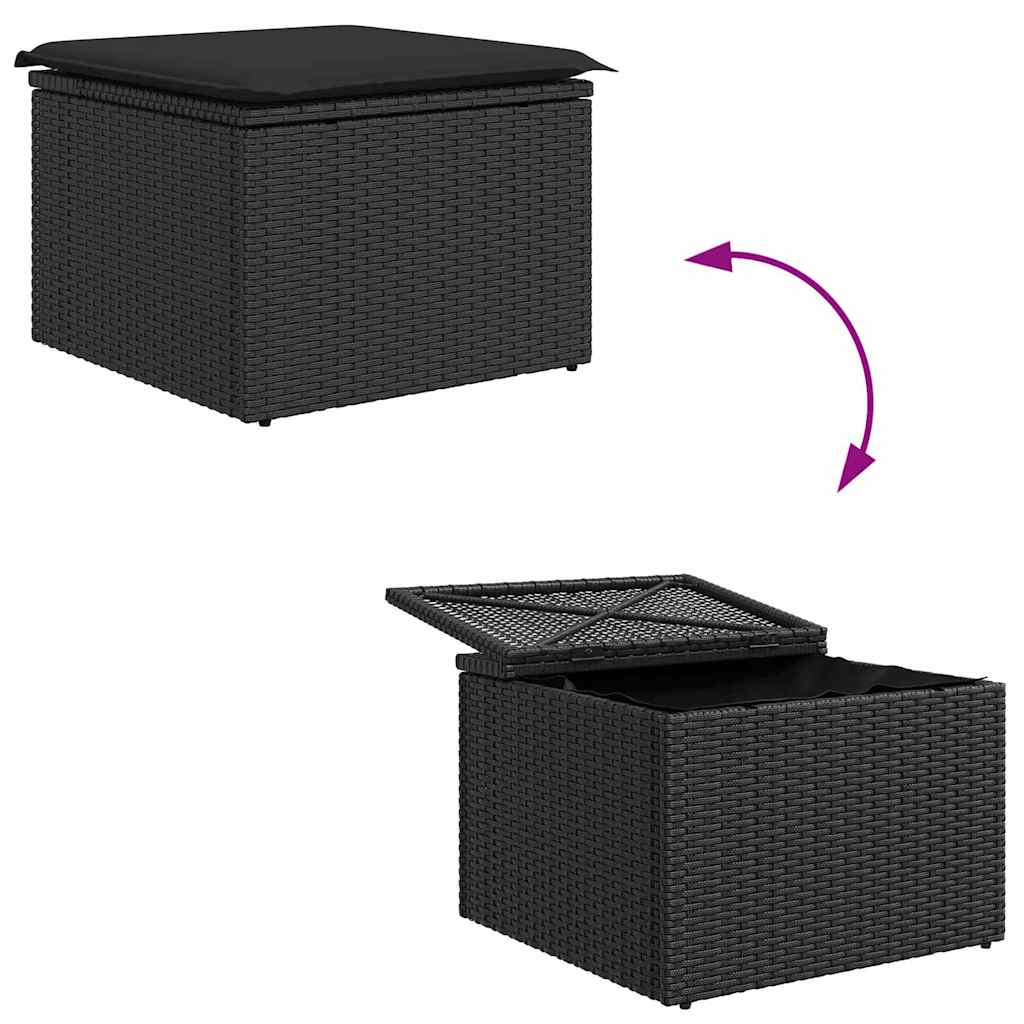 Conjunto de Sofá de Jardim com almofada 4 pcs Preto