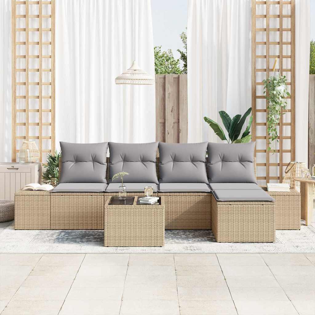 Conjunto de Sofá de Jardim 6 pcs Bege e Cinza Claro