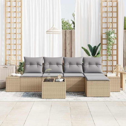 Conjunto de Sofá de Jardim 6 pcs Bege e Cinza Claro