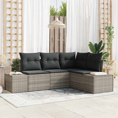 Conjunto de Sofá de Jardim com almofada 4 pcs Cinzento-claro