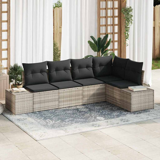 Conjunto de Sofá de Jardim com almofada 5 pcs Cinzento-claro