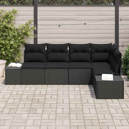 Conjunto de Sofá de Jardim com almofada 5 pcs Preto