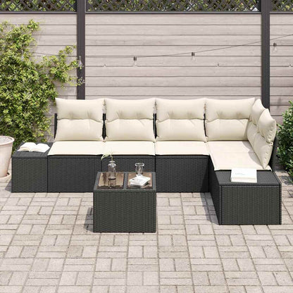 Conjunto de Sofá de Jardim com almofada 6 pcs Marrom e Creme