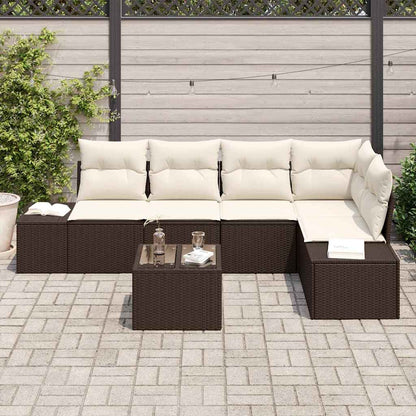 Conjunto de Sofá de Jardim com almofada 6 pcs Marrom e Creme