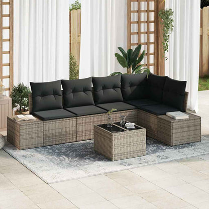Conjunto de Sofá de Jardim com almofada 6 pcs Cinzento-claro