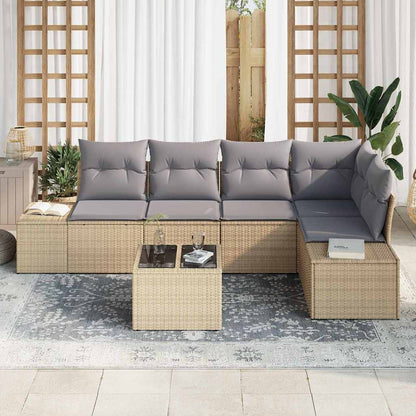 Conjunto de Sofá de Jardim 6 pcs Bege e Cinza Claro