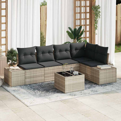 Conjunto de Sofá de Jardim com almofada 6 pcs Cinzento-claro