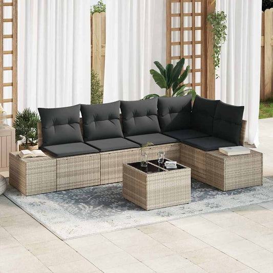 Conjunto de Sofá de Jardim com almofada 6 pcs Cinzento-claro