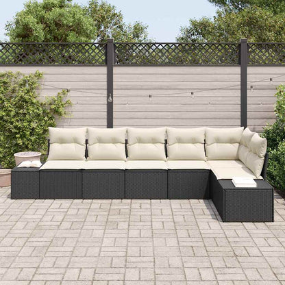 Conjunto de Sofá de Jardim com almofada 6 pcs Preto e Creme