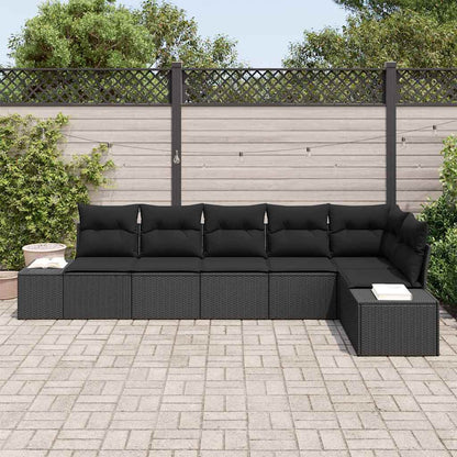 Conjunto de Sofá de Jardim com almofada 6 pcs Preto