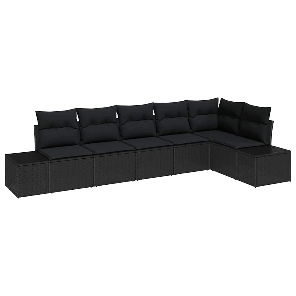 Conjunto de Sofá de Jardim com almofada 6 pcs Preto