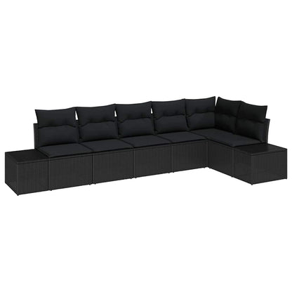 Conjunto de Sofá de Jardim com almofada 6 pcs Preto