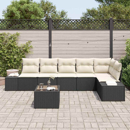 Conjunto de Sofá de Jardim 7 pcs Marrom e Creme vime PE