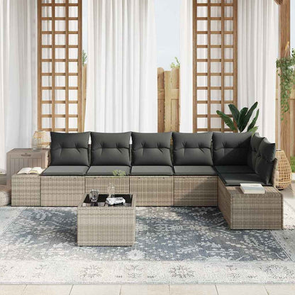 Conjunto de Sofá de Jardim 7 pcs Cinzento-claro vime PE