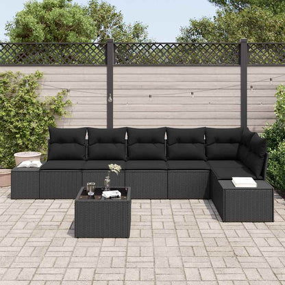 Conjunto de Sofá de Jardim com almofada 7 pcs Preto