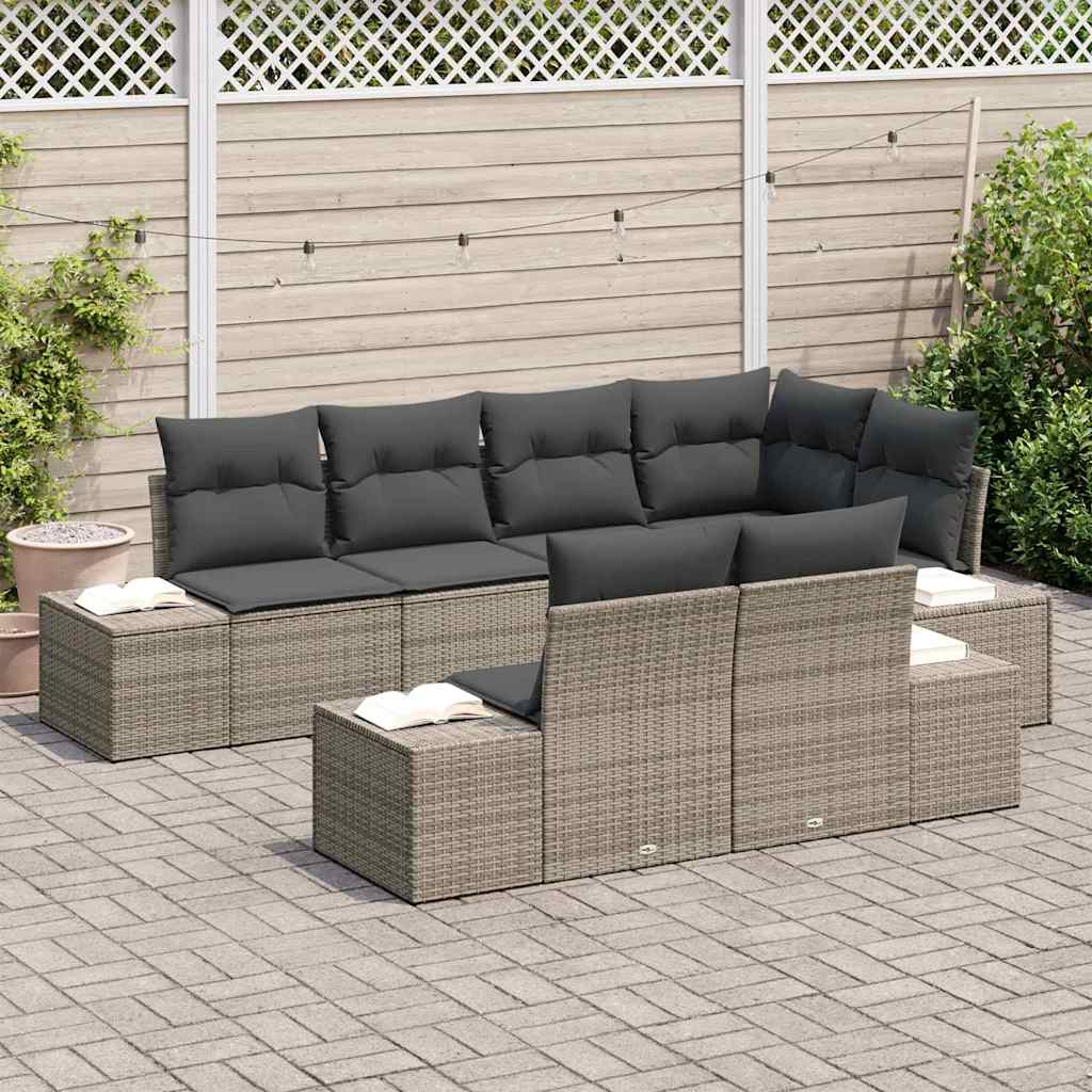 Conjunto de Sofá de Jardim com almofada 7 pcs Cinzeto