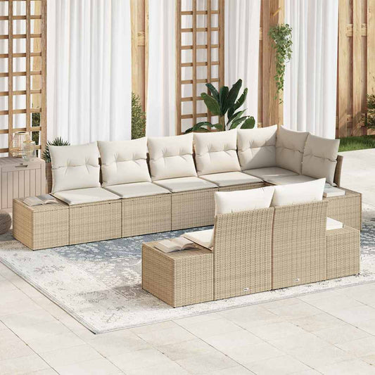 Conjunto de Sofá de Jardim 8 pcs bege e creme 319 x 154 x 85 cm