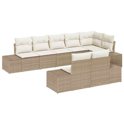 Conjunto de Sofá de Jardim 8 pcs bege e creme 319 x 154 x 85 cm