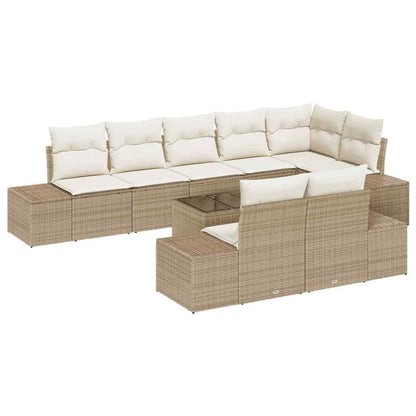 Conjunto de Sofá de Jardim 9 pcs bege e creme 319 x 154 x 85 cm