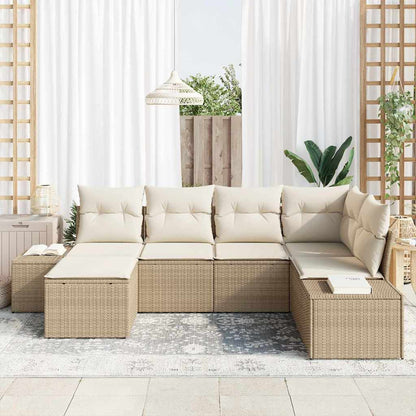Conjunto de Sofá de Jardim 6 pcs bege e creme 264 x 154 x 85 cm