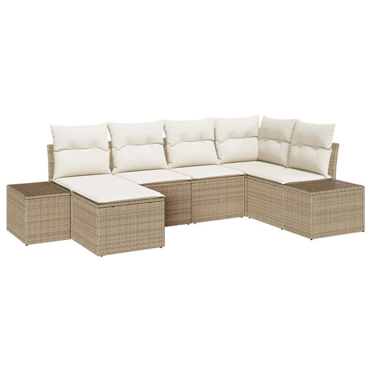 Conjunto de Sofá de Jardim 6 pcs bege e creme 264 x 154 x 85 cm