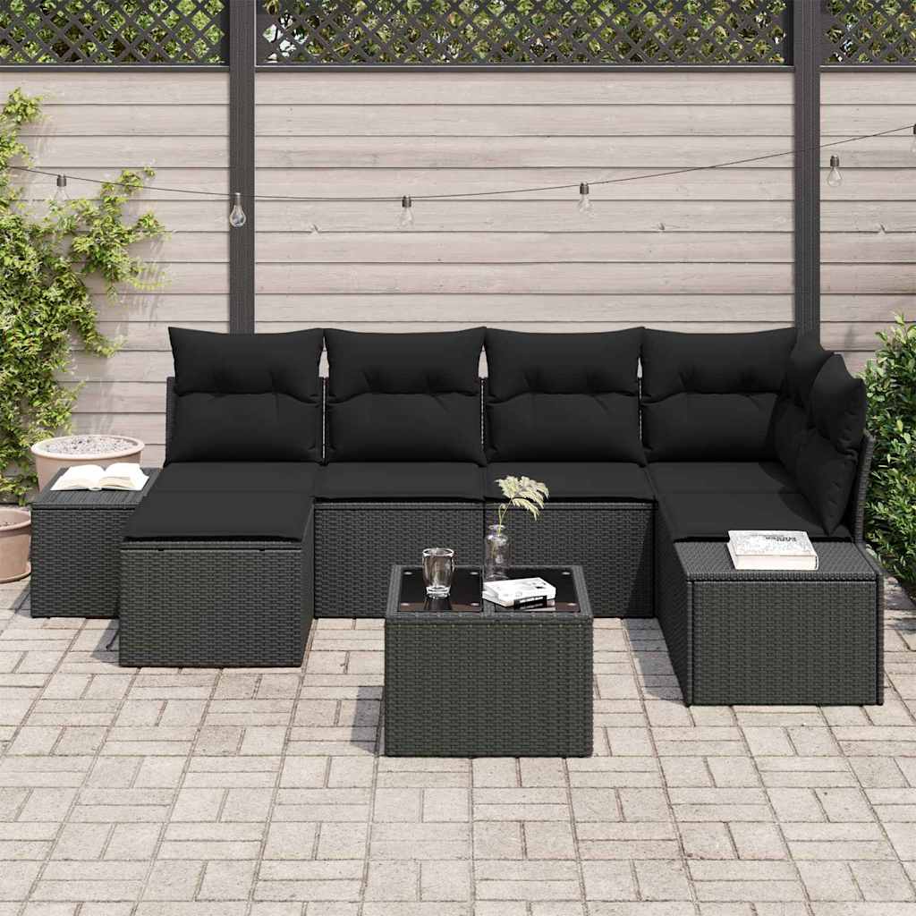 Conjunto de Sofá de Jardim 7 pcs Preto 264 x 154 x 85 cm