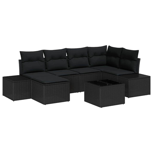 Conjunto de Sofá de Jardim 7 pcs Preto 264 x 154 x 85 cm