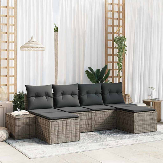 Conjunto de Sofá de Jardim 6 pcs Cinzeto 184 x 62 x 85 cm