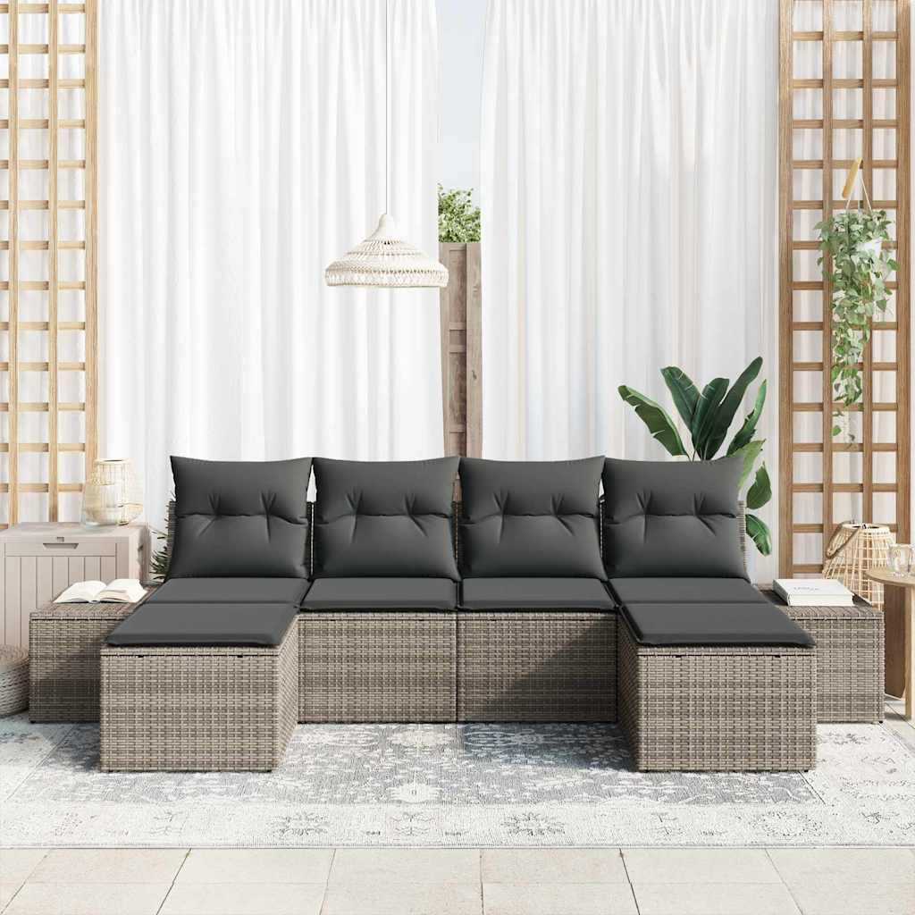 Conjunto de Sofá de Jardim 6 pcs Cinzeto 184 x 62 x 85 cm