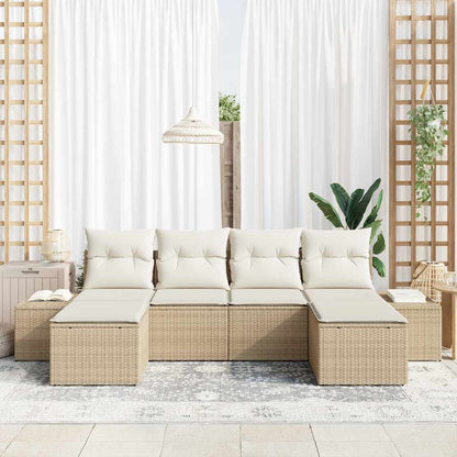 Conjunto de Sofá de Jardim 6 pcs bege e creme 184 x 62 x 85 cm