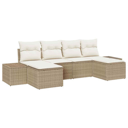 Conjunto de Sofá de Jardim 6 pcs bege e creme 184 x 62 x 85 cm