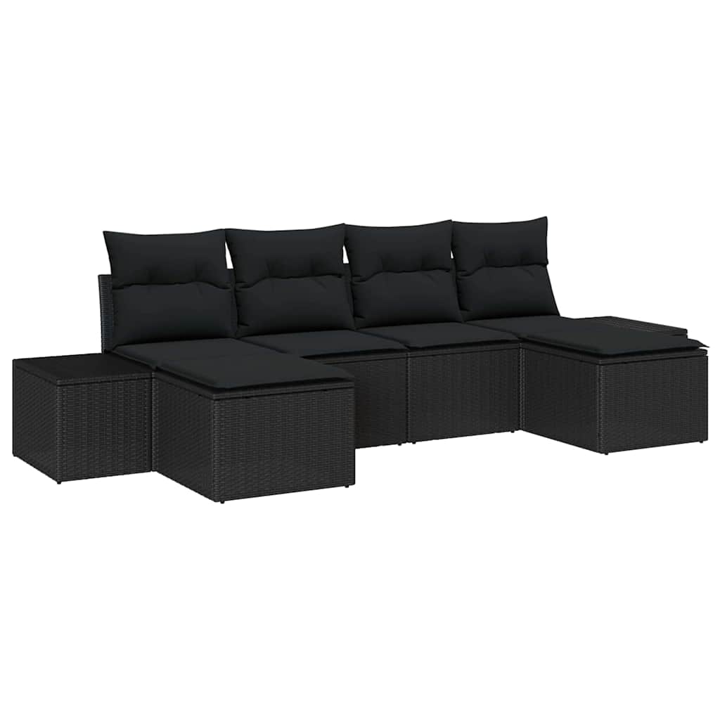Conjunto de Sofá de Jardim 6 pcs Preto 184 x 62 x 85 cm