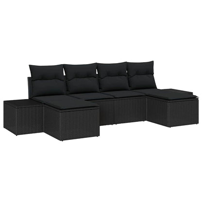 Conjunto de Sofá de Jardim 6 pcs Preto 184 x 62 x 85 cm