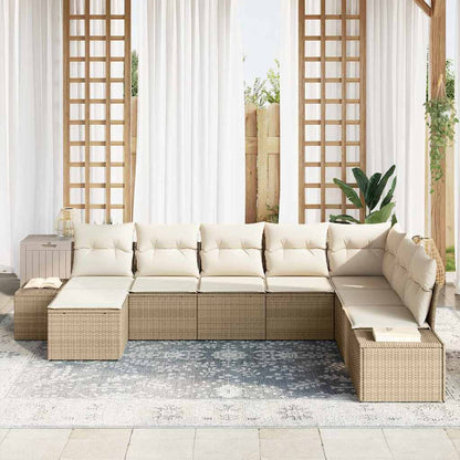 Conjunto de Sofá de Jardim 8 pcs bege e creme 319 x 209 x 85 cm