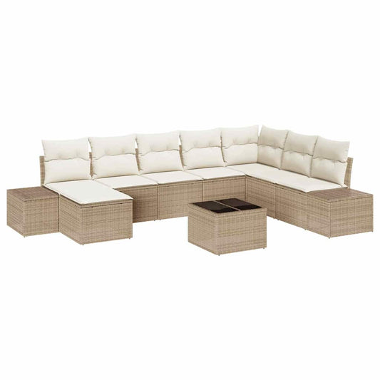 Conjunto de Sofá de Jardim 9 pcs bege e creme 319 x 209 x 85 cm