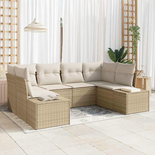 Conjunto de Sofá de Jardim 6 pcs bege e creme 234 x 154 x 85 cm