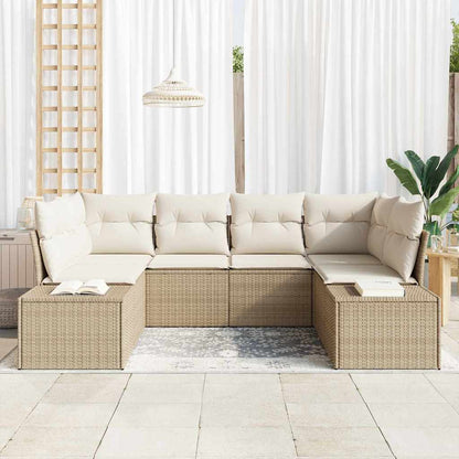 Conjunto de Sofá de Jardim 6 pcs bege e creme 234 x 154 x 85 cm