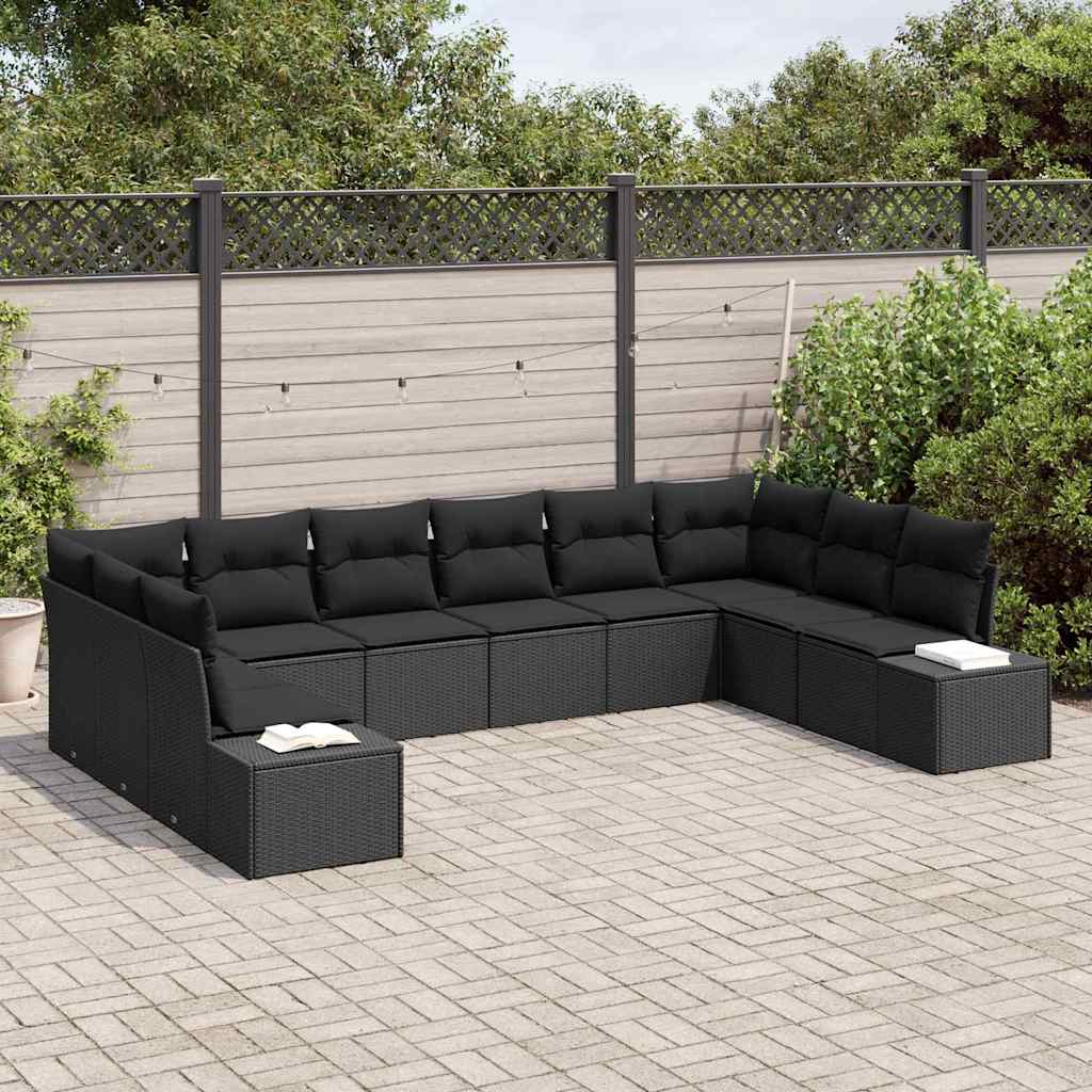 Conjunto de Sofá de Jardim 10 pcs Preto 344 x 209 x 85 cm