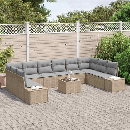 Conjunto de Sofá de Jardim 10 pcs Bege e Cinza Claro Polirattan