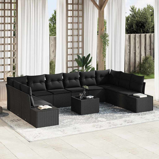 Conjunto de Sofá de Jardim 11 pcs Preto 344 x 209 x 85 cm