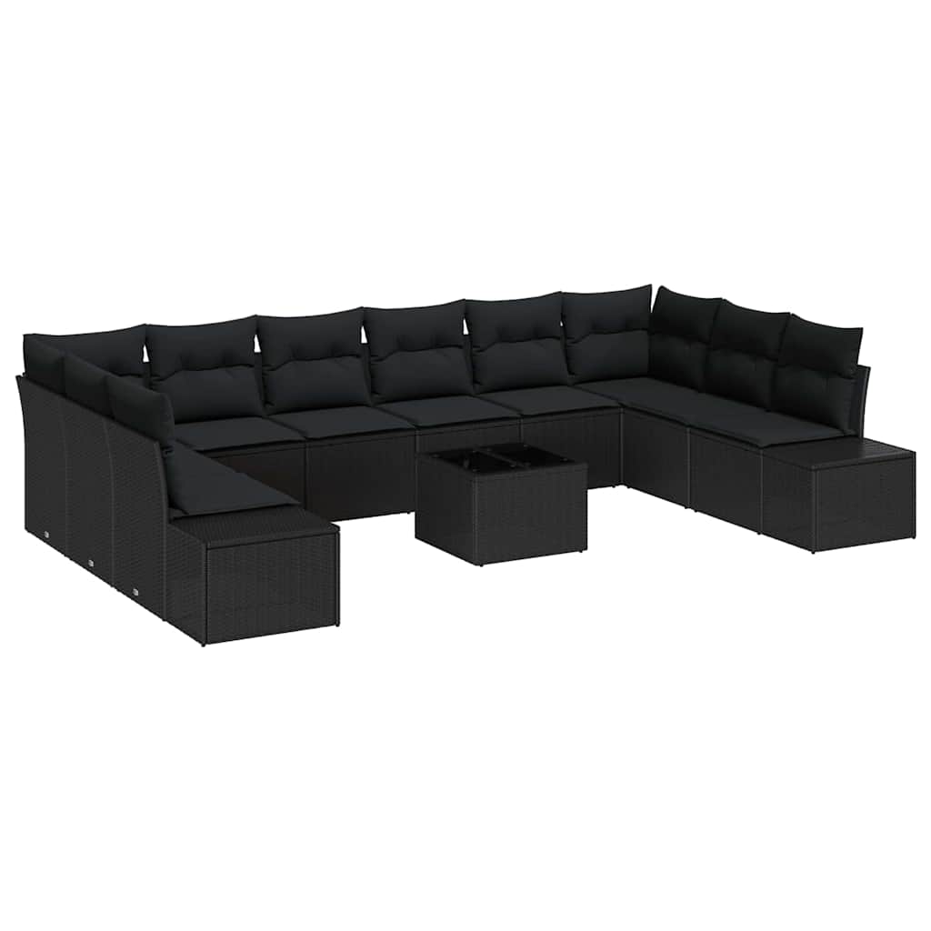 Conjunto de Sofá de Jardim 11 pcs Preto 344 x 209 x 85 cm