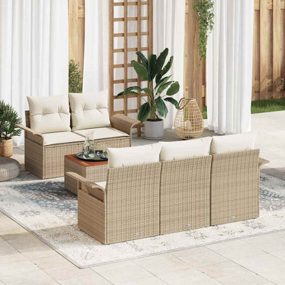 Conjunto de Sofá de Jardim 6 pcs Bege e Creme 55 x 55 x 37 cm